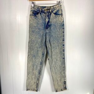 VTG 80s Hunt Club Blue Acid Wash Denim Jeans Ankle Zip Junior Womens 5